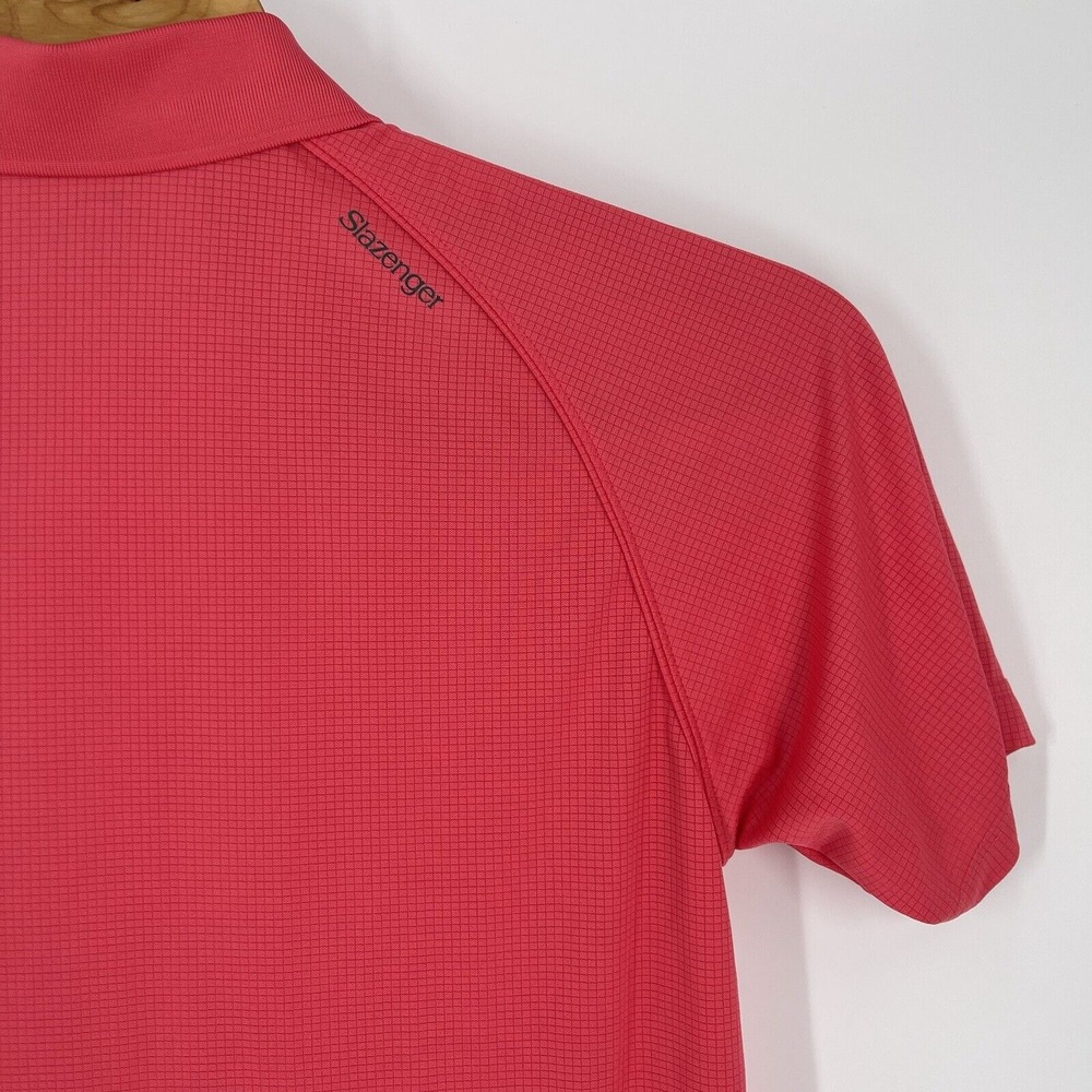 Slazenger Mens Golf Polo Shirt Coral Pink Textured Short Sleeve Raglan L - Picture 4 of 4